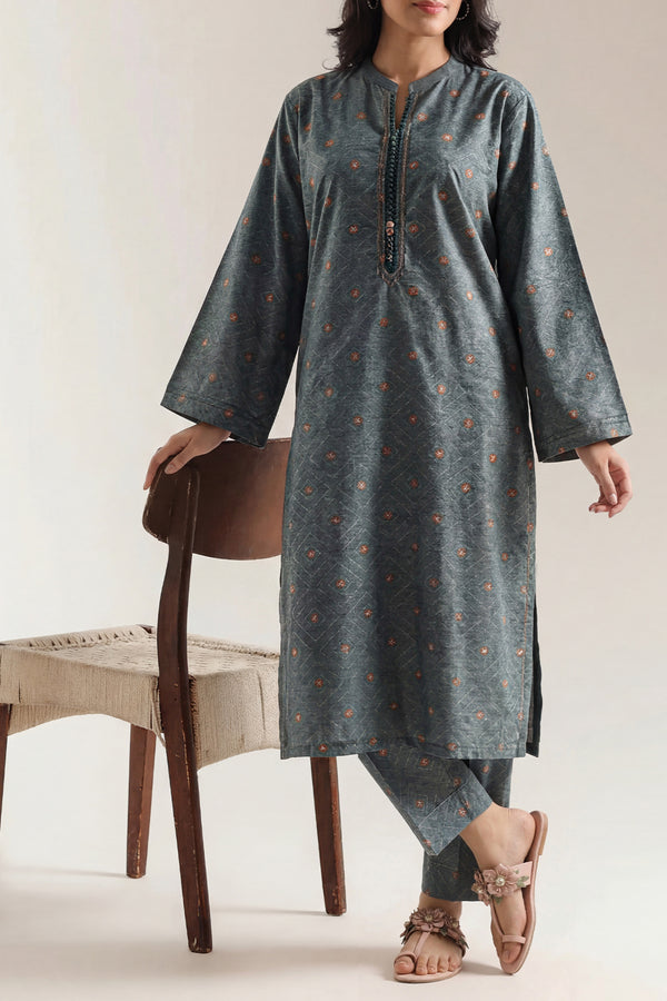 Cotton Jacquard Stitched 2 Piece (Shirt/Trouser)