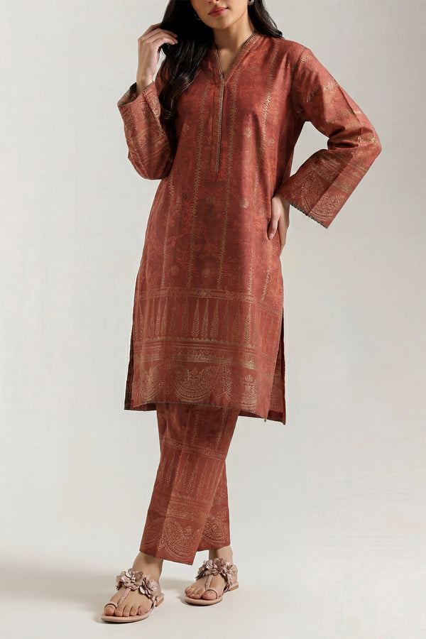 Cotton Jacquard Stitched 2 Piece (Shirt/Trouser)