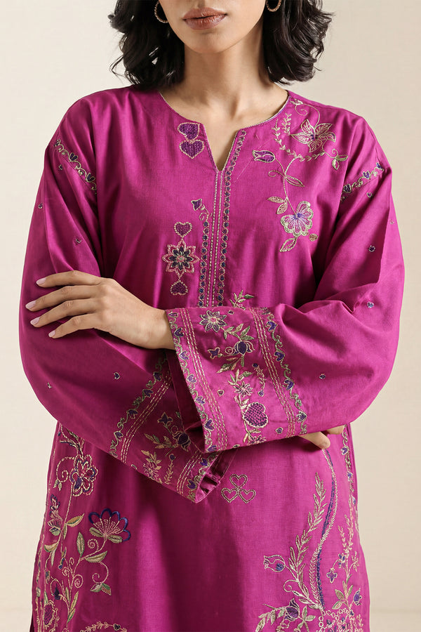 Solid Embroidered Cambric Stitched 2 Piece (Shirt/Trouser)