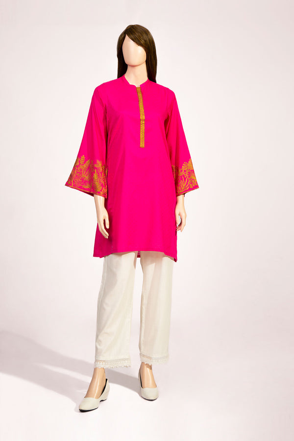 Solid Lawn Jacquard Emb Stitched Shirt - WP1S-562