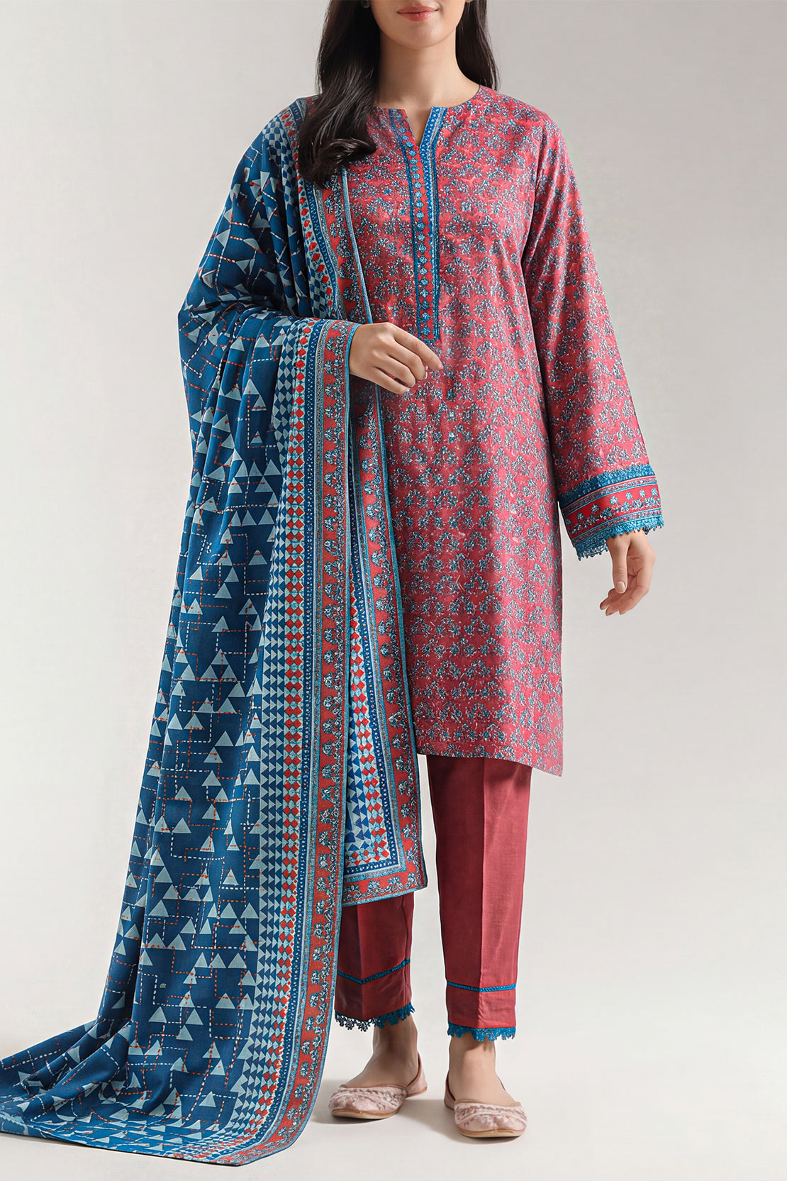 Printed Arabic Linen Stitched 3 Piece – SAYA