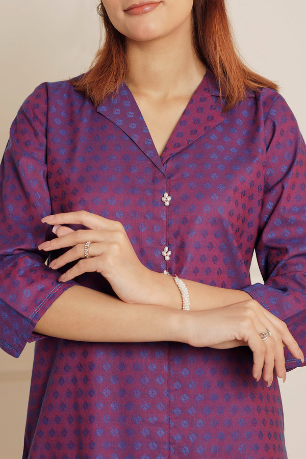 Cotton Jacquard Stitched 2 Piece (Shirt/Trouser)