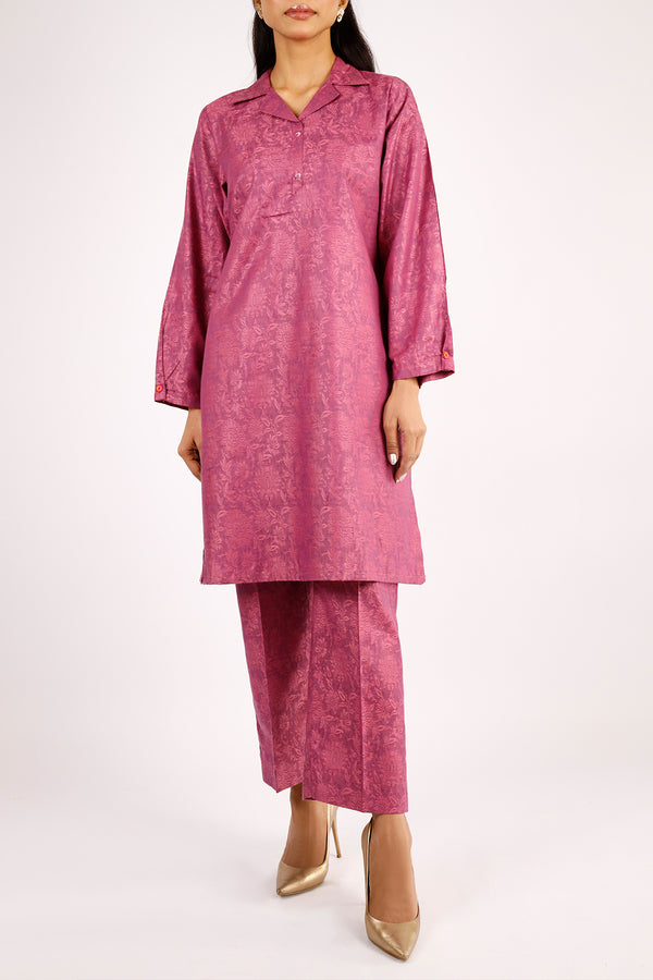 Cotton Jacquard Stitched 2 Piece (Shirt/Trouser)