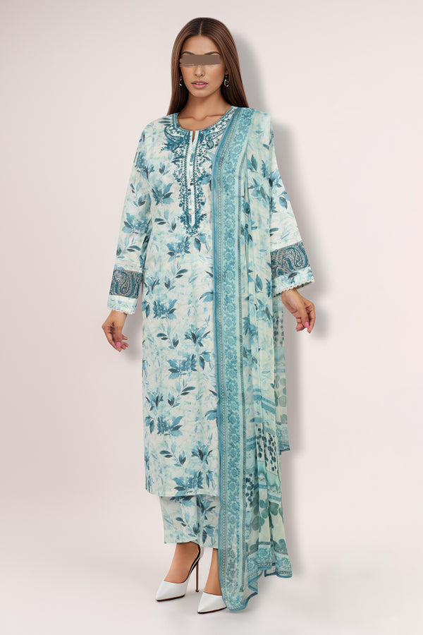 Printed Embroidered Lawn Stitched 3 Piece