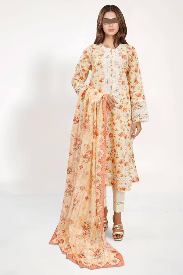 Printed Embroidered Lawn Stitched 3 Piece