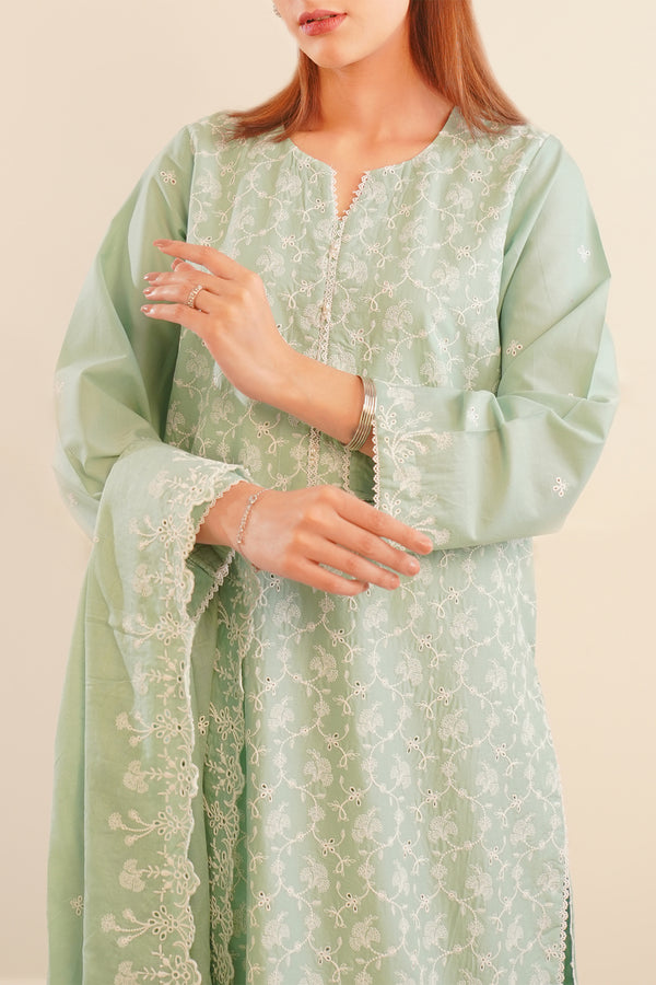 Luxury Pret Emb Cotton Stitched 3 Piece