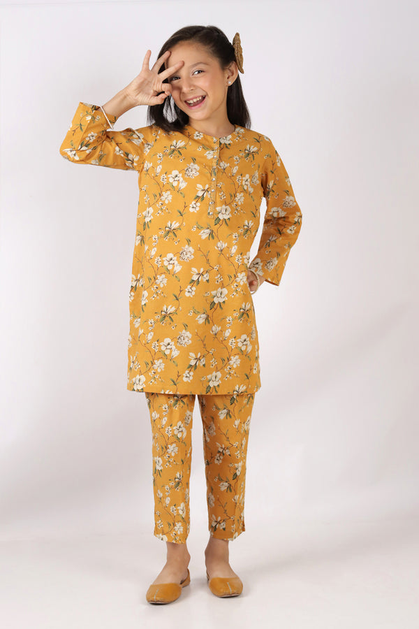 Printed Lawn Stitched 2 Piece (Shirt/Trouser)  For Kids