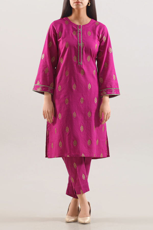 Embroidered Cotton Jacquard Stitched 2 Piece (Shirt/Trouser)