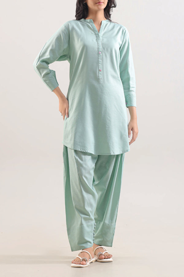 Cotton Jacquard Stitched 2 Piece (Shirt/Trouser)