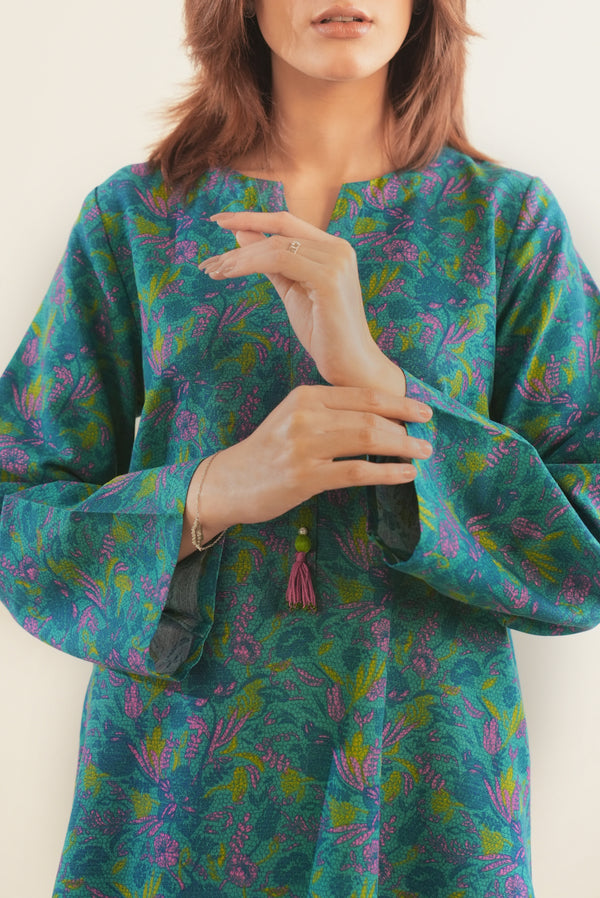 Printed Khaddar Stitched Shirt