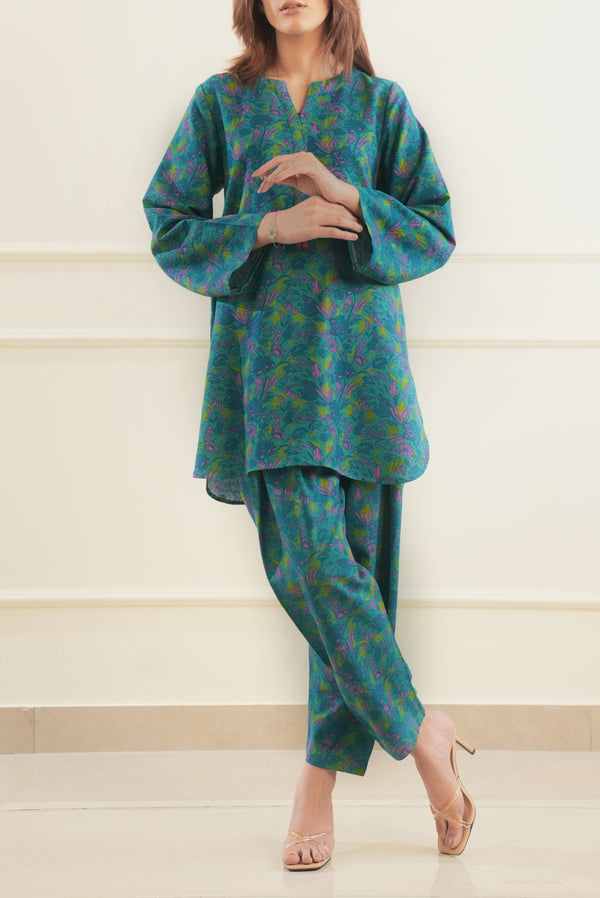 Printed Khaddar Stitched 2 Piece (Shirt/Trouser)