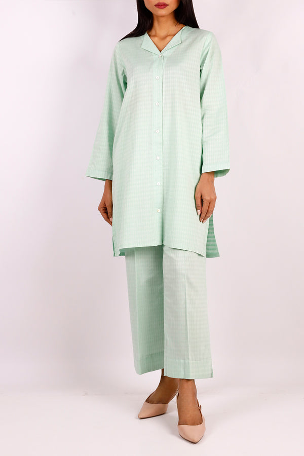 Cotton Jacquard Stitched 2 Piece (Shirt/Trouser)