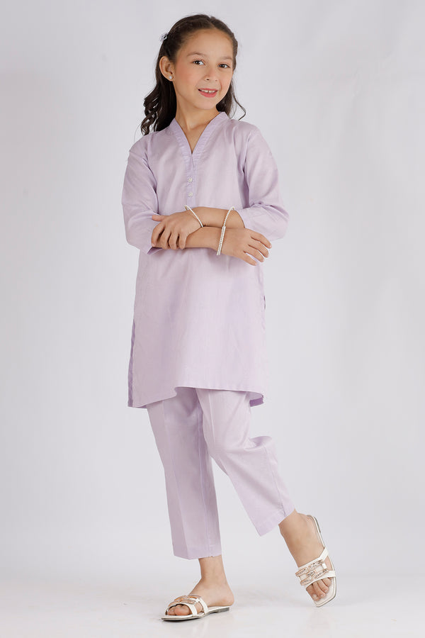 Stitched Cotton Jacquard Shirt/trouser For Kids