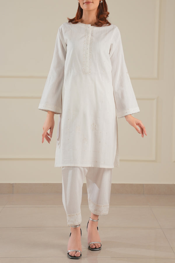 Solid Embroidered Soft Raw Silk Stitched 2 Piece (Shirt/Trouser)