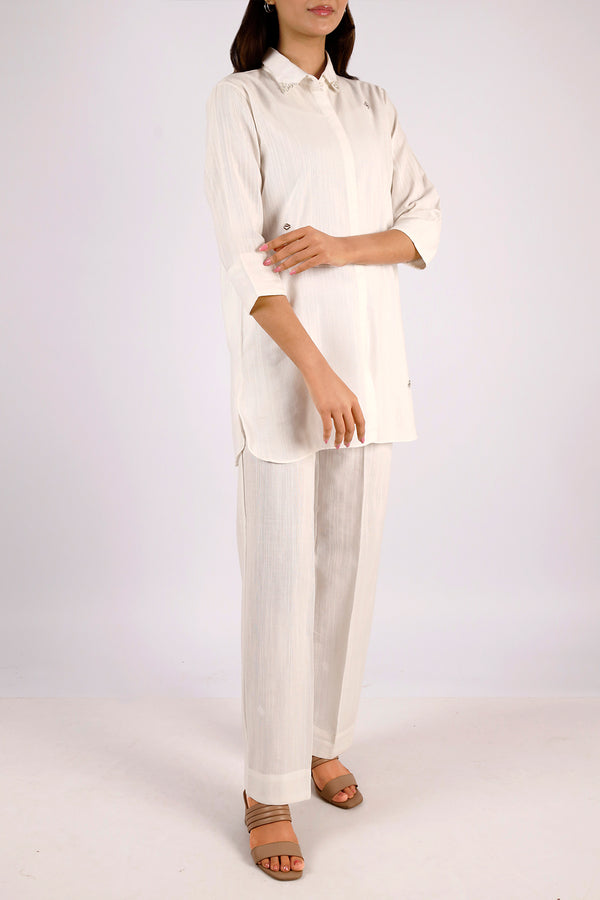 Solid Slub Viscose Stitched 2 Piece (Shirt/Trouser)