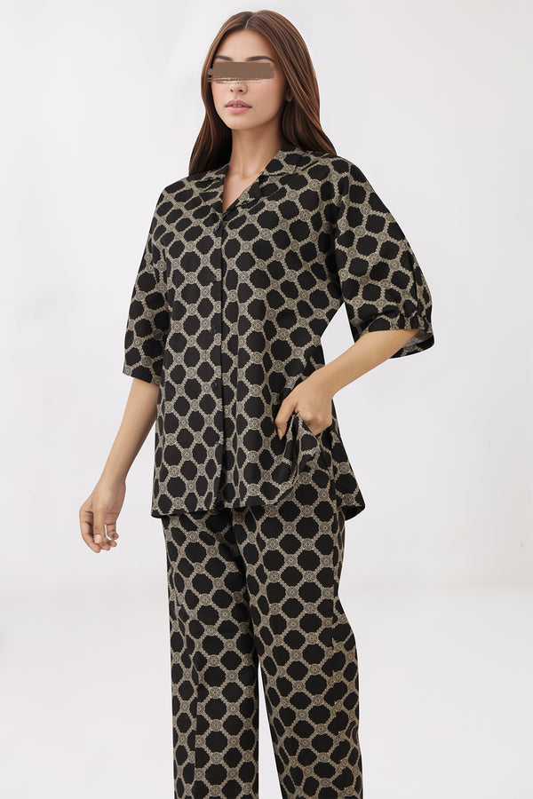 Printed Slub Cotton Stitched Shirt