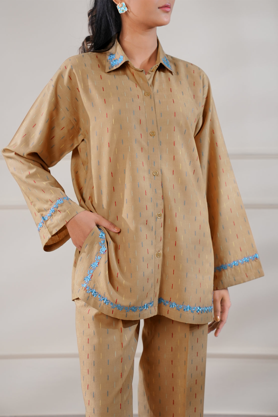 Embroidered Cotton Jacquard Stitched 2 Piece (Shirt/Trouser) – SAYA