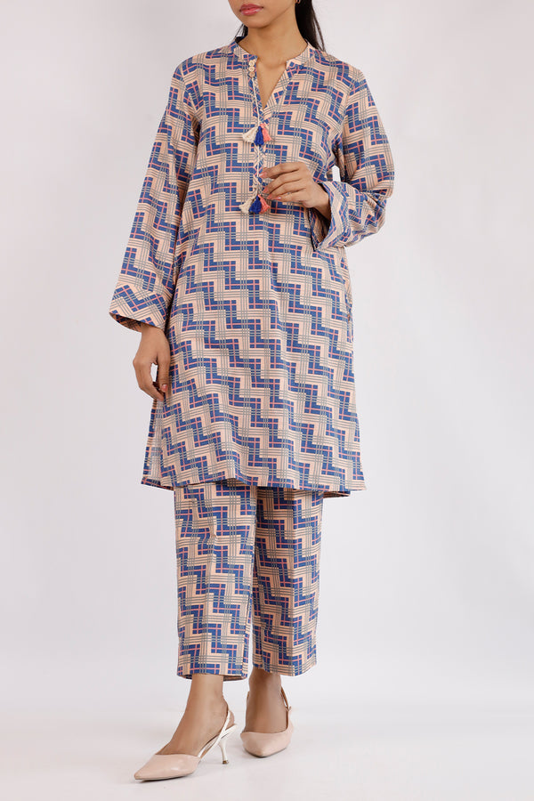 Printed Khaddar Stitched 2 Piece (Shirt/Trouser)