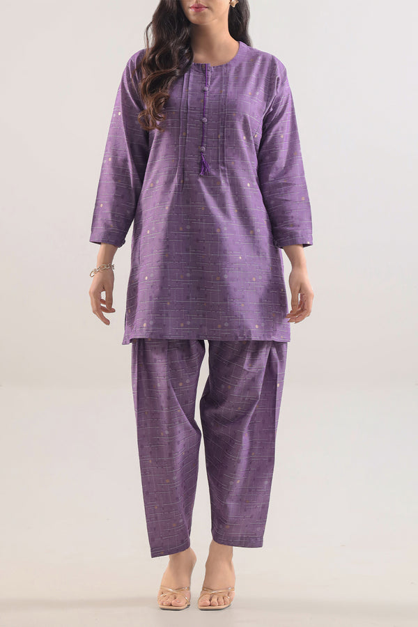 Cotton Jacquard Stitched 2 Piece (Shirt/Trouser)