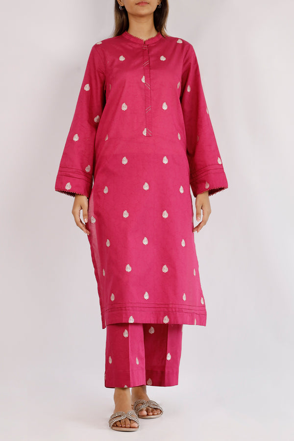 Cotton Jacquard Stitched 2 Piece (Shirt/Trouser)