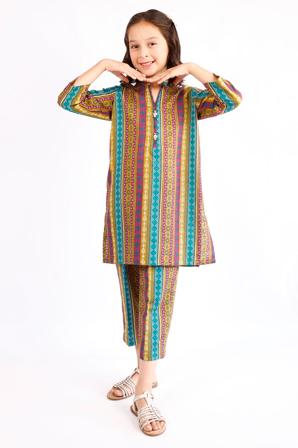 Printed Khaddar Stitched Shirt/trouser For Kids