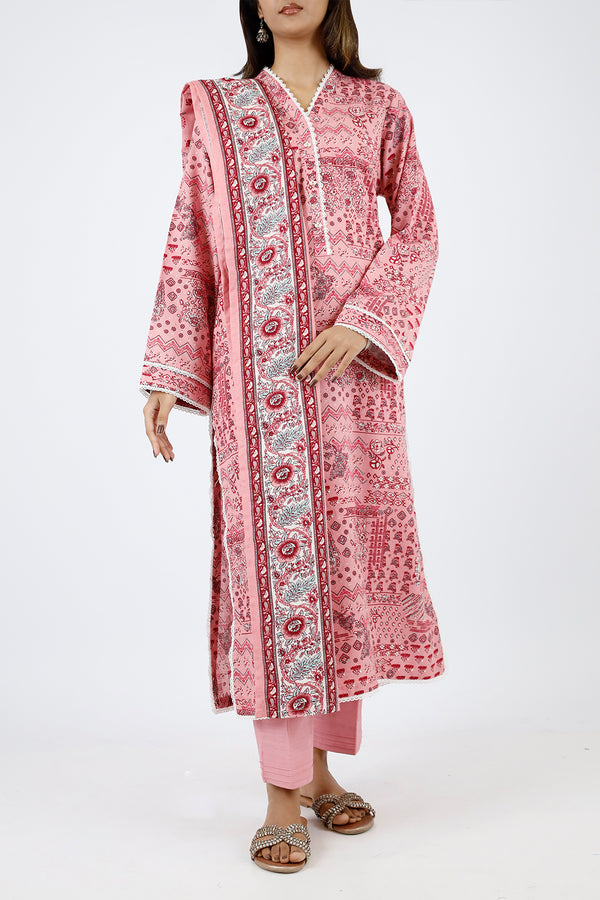 Printed Khaddar Stitched 3 Piece