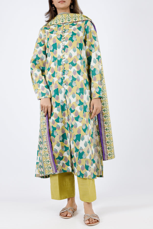 Printed Khaddar Stitched 3 Piece