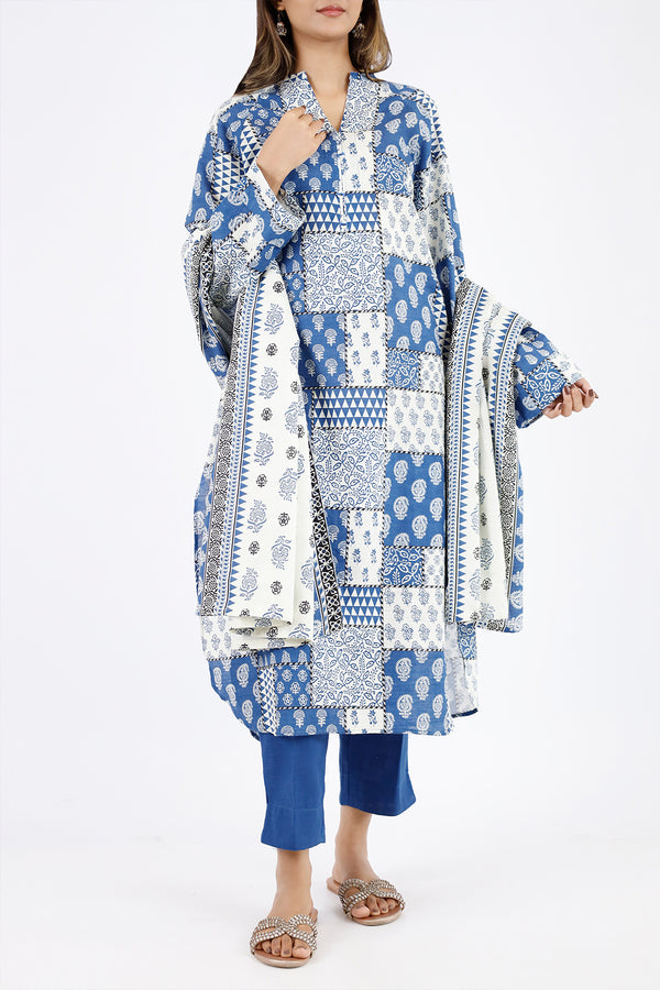 Printed Khaddar Stitched 2 Piece Shirt/Dupatta