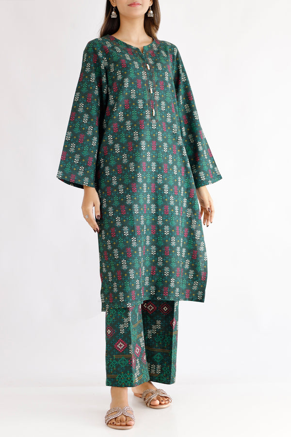 Printed Khaddar Stitched 2 Piece (Shirt/Trouser)