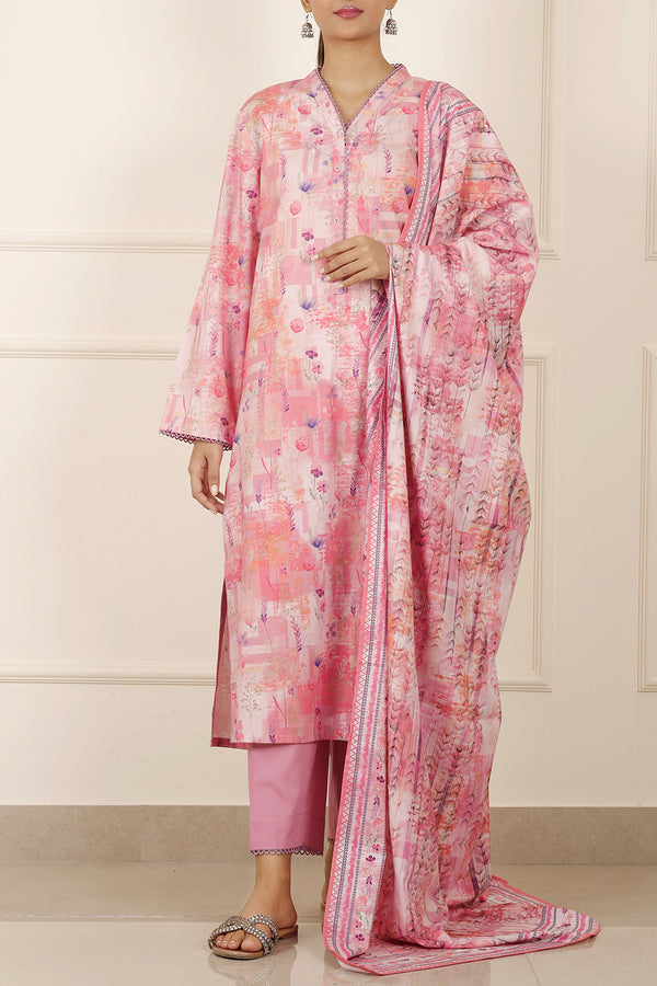 Printed Soft Touch Cotton Stitched 3 Piece