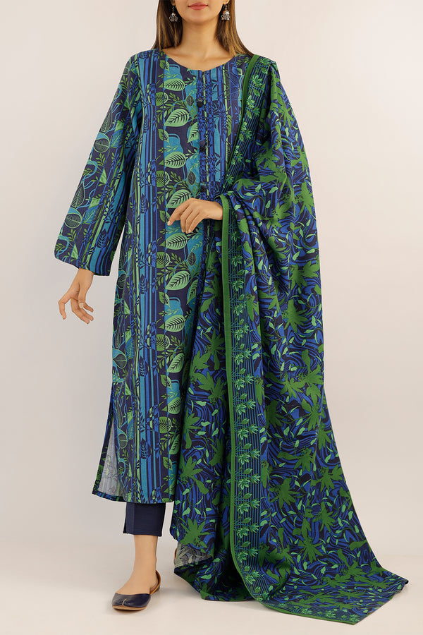 Printed Khaddar Stitched 3 Piece