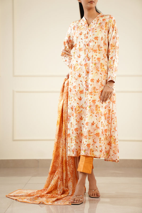 Printed Soft Touch Cotton Stitched 3 Piece