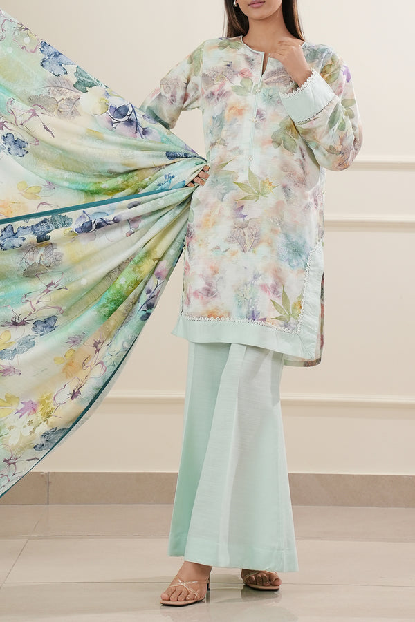 Printed Khaddar Stitched 3 Piece