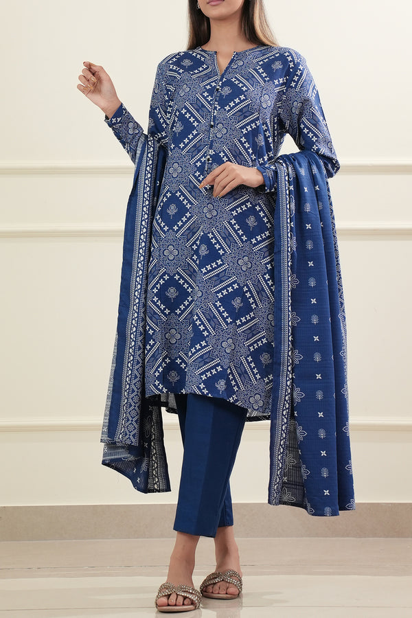 Printed Khaddar Stitched 3 Piece
