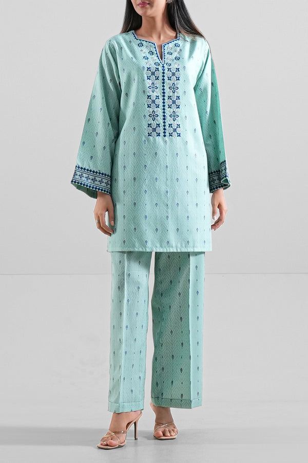 Embroidered Cotton Jacquard Stitched Shirt
