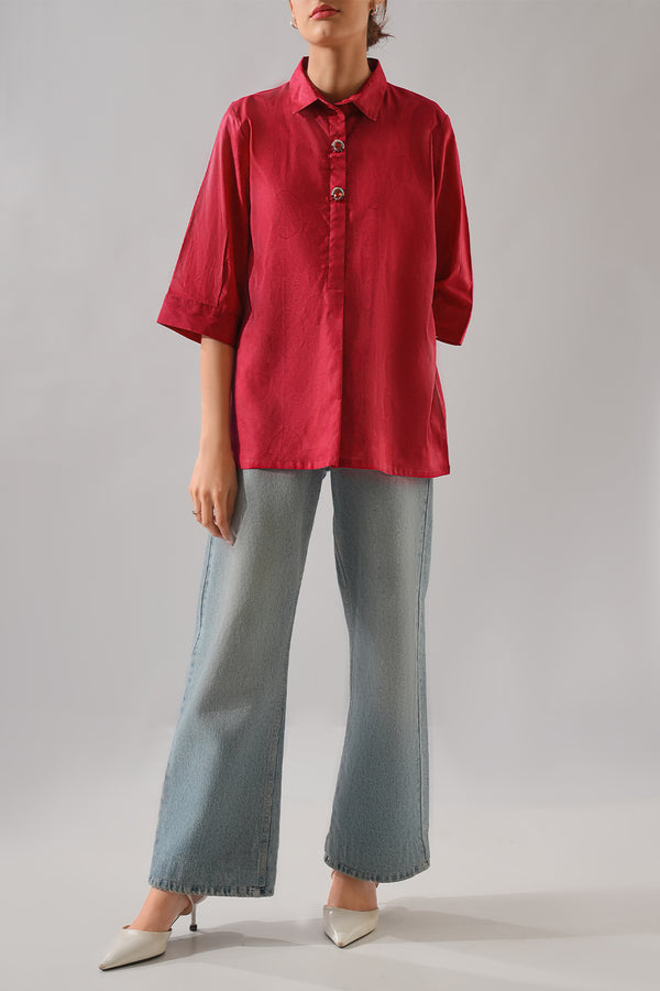 Self Jacquard Stitched Shirt