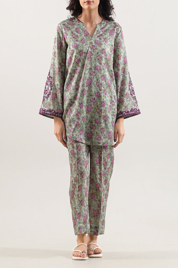 Printed Embroidered Arabic Lawn Stitched 2 Piece (Shirt/Trouser)