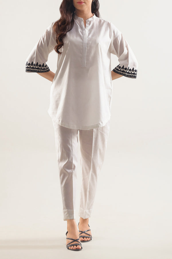 Embroidered Cotton Jacquard Stitched 2 Piece (Shirt/Trouser)