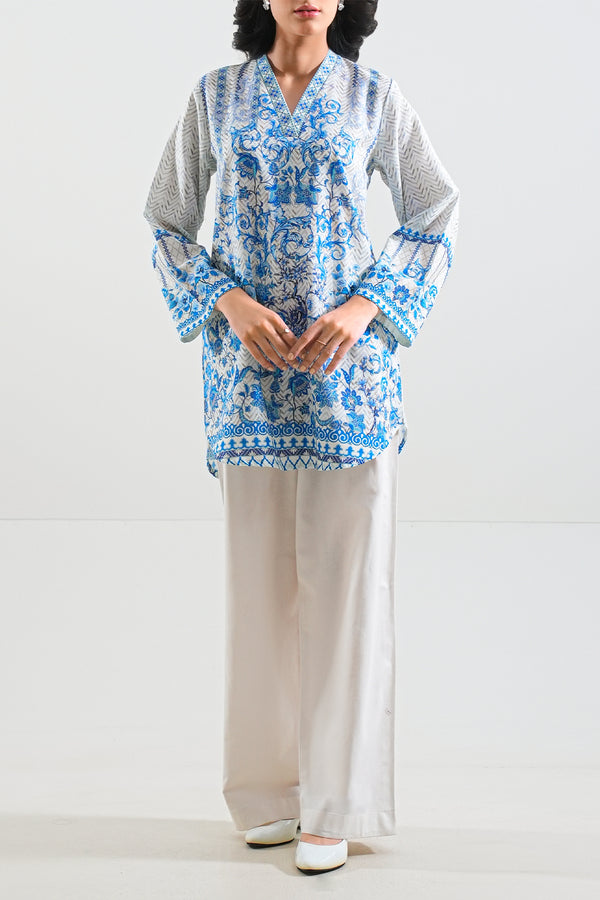 Printed Khaddar Stitched Shirt