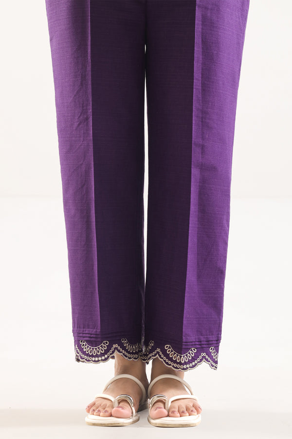 Embroidered Soft Raw Silk Pants