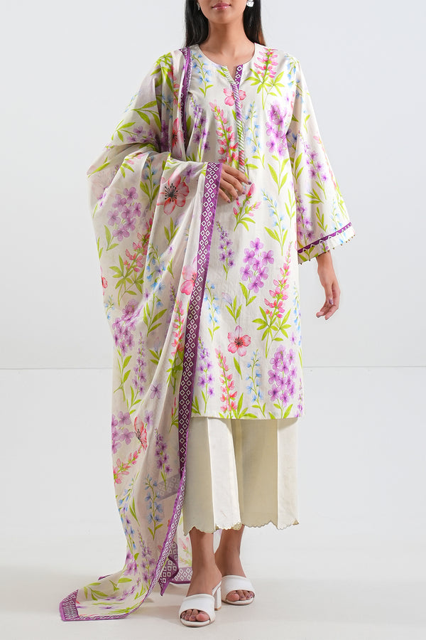 Unstitched Printed Lawn 3 Piece
