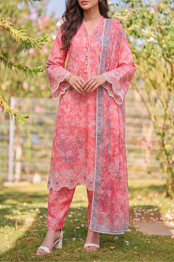 Unstitched Printed Embroidered Premium Lawn 3 Piece