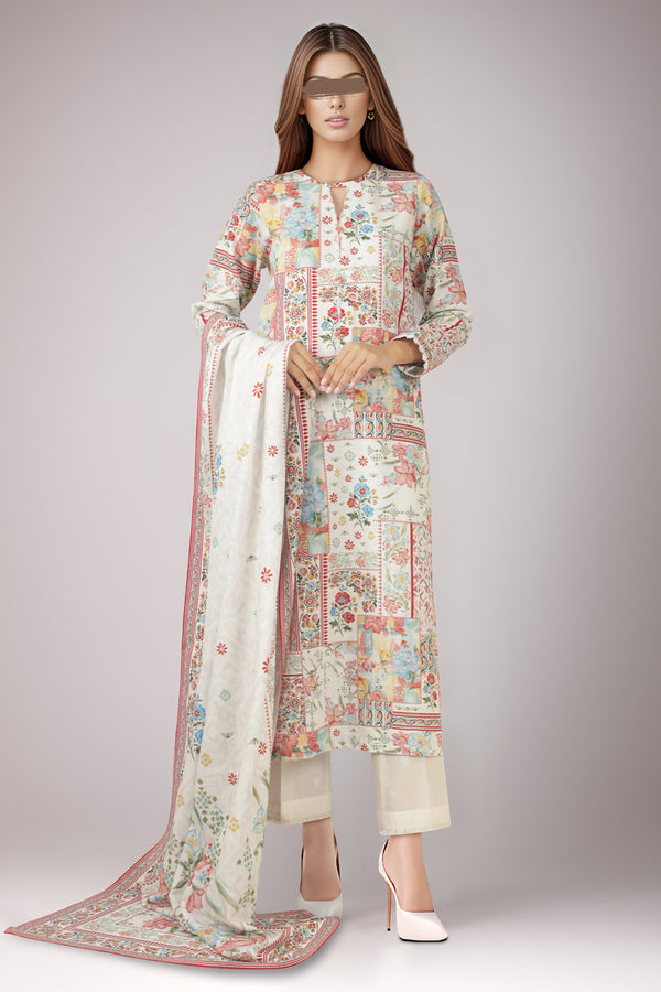 Unstitched Printed Lawn 3 Piece