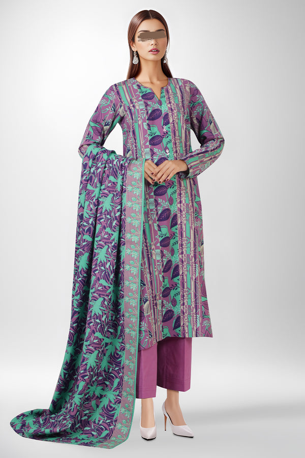 Unstitched Printed Cotton Khaddar 2 Piece (Shirt/Trouser)