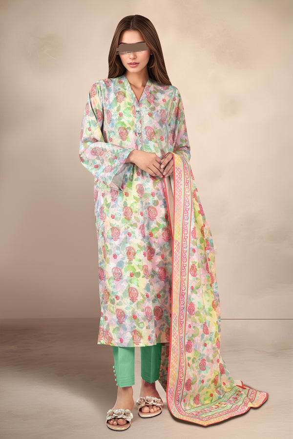 Unstitched Printed Cotton Viscose 3 Piece