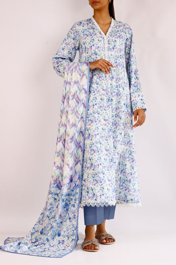 Unstitched Printed Arabic Linen 3 Piece