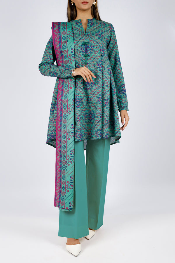 Unstitched Jacquard Khaddar 3 Piece