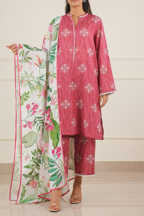 Unstitched Printed Soft Cotton 2 Piece (Shirt/Trouser)