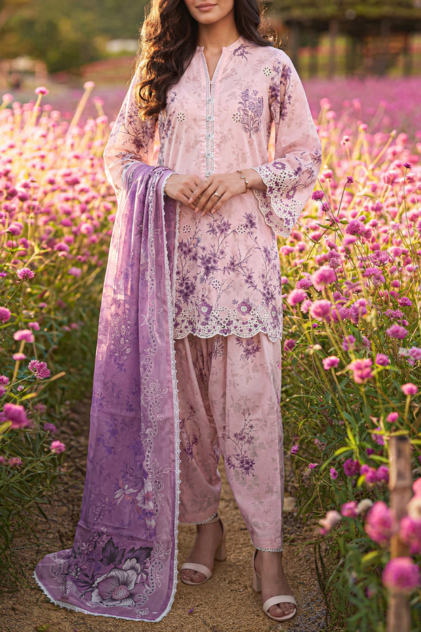 Unstitched Printed Embroidered Premium Lawn 3 Piece