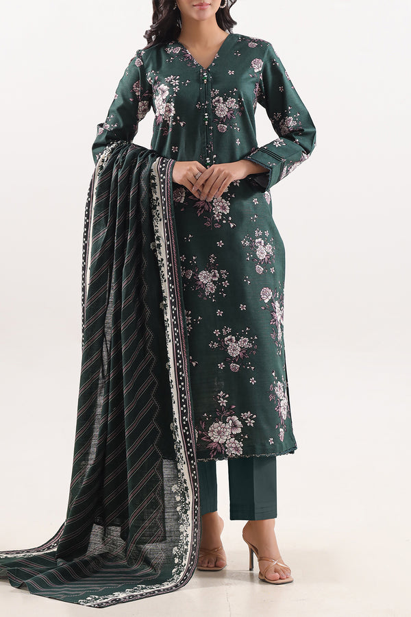 Unstitched Printed Warm Khaddar 3 Piece
